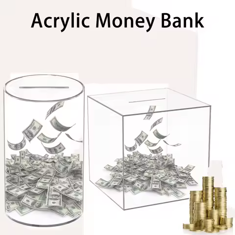 Tirelire transparente acrylique avec compteur d'objectif d'épargne