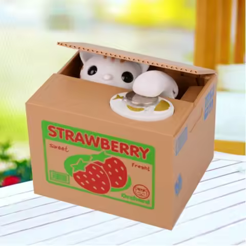 Tirelire chat ou panda — attrape-pièce automatique enfant