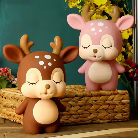 Tirelire cerf en résine — figurine décorative chambre enfant