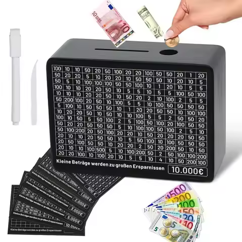 Tirelire en bois noir avec compteur graduation — modèle japonais sobre